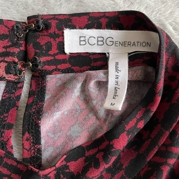 Bcbg Generation Womens  Dress Mock Neck Long Sleeve Black Red M - Picture 3 of 11